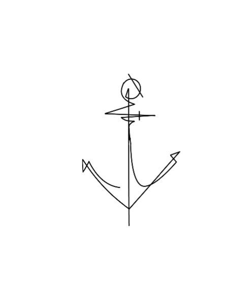 Anchor2 Hand-drawn stick figure anchor with geometric lines and shapes, symbolizing stability and strength on a white background. | Sky Rye Design Nautical Line Tattoo, Anchor Line Tattoo, One Line Anchor Tattoo, Anchor Sketch, Anchor Flower Tattoo, Anker Tattoo Design, Navy Tattoos, Fine Line Tattoo Ideas, Small Wave Tattoo