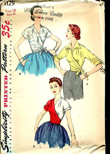 Wrap Around Blouse, 1950s Patterns, Simplicity Patterns Vintage, 1950s Sewing Patterns, Patron Vintage, Retro Sewing Patterns, Evening Blouses, Vintage Dress Patterns, Retro Mode