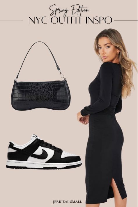 How To Dress Nike Dunks, Nike Panda Dunks Outfit Work, Nike Dunks And Dress Outfit, Nike Dunk With Dress, Nike Dunk Dress Outfit, Nike Dunk Low Outfit Dress, Dunks Outfit Dress, Nike Dunks Dress Outfit, Panda Dunks With Dress