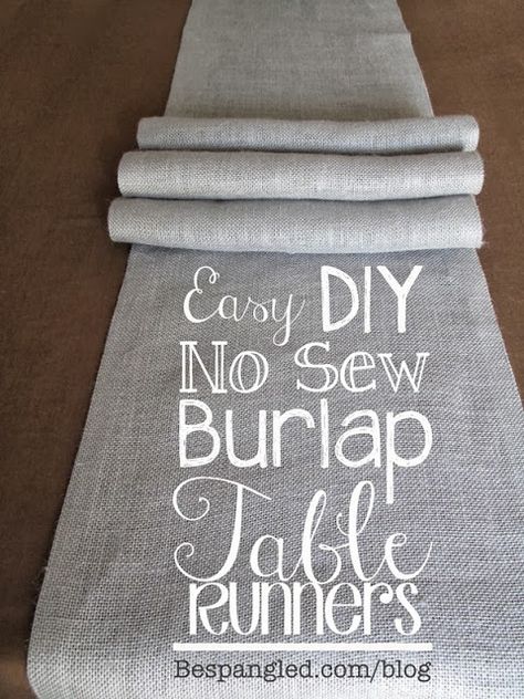 Easy No-Sew Burlap Table Runners (video tutorial). Great for DIY Wedding or Home Decor & also works with other fabrics! Hoedown Decorations, Table Runners Diy, Burlap Table Runner Diy, Burlap Wedding Table, Rustic Burlap Wedding, Mom Crafts, Burlap Ideas, Burlap Runners, Table Runner Diy