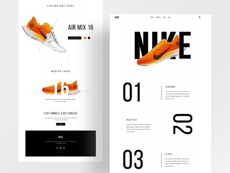 Nike Website Design Concept by Turja Sen Das Partho on Dribbble Fashion Website Design, Nike Web, Nike Website, Sports Website, Portfolio Design Layout, Ui Design Website, Website Design Layout, Website Layout, Catalog Design