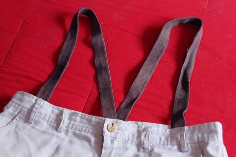 How to Make a Lederhosen Costume for Halloween or Oktoberfest | eHow Lederhosen Costume, German Lederhosen, Shorts With Suspenders, Peter Pan Costume, Simple Tunic, German Costume, Oktoberfest Costume, German Outfit, Suede Shorts