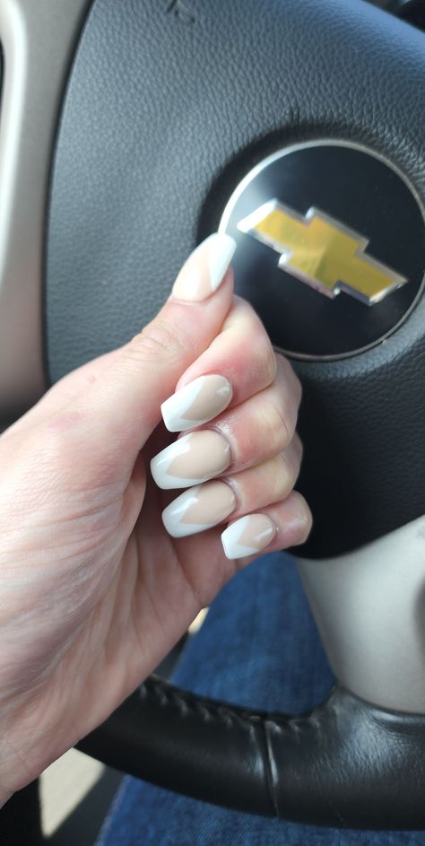 Acrylic Coffin White/Nude V French Tip Nails V French Tip Acrylic Nails, V French Tip Nails, V French Tip, Coffin Acrylics, French Tip Acrylic Nails, Acrylic Coffin, Tip Nails, French Tip Nails, Beauty Blender