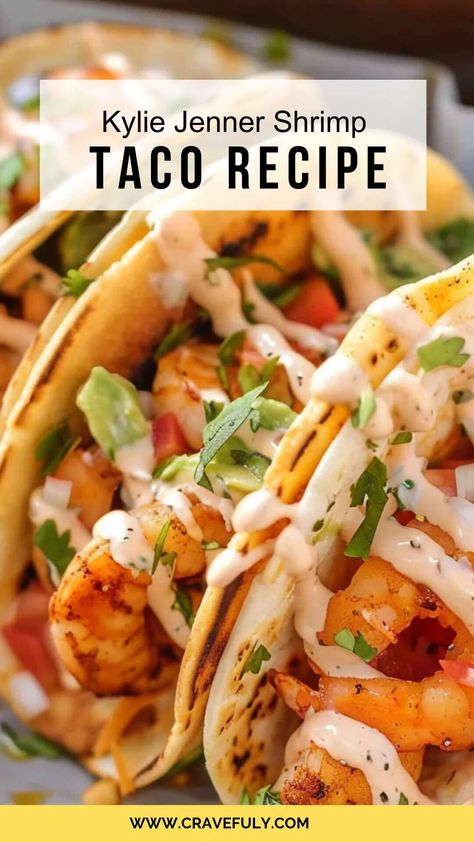 Kylie Jenner Shrimp Taco Recipe – Cravefuly Kylie Shrimp Tacos, Kylie Jenner Tacos, Shrimp Tacos Kylie Jenner, Kylie Jenner Shrimp Tacos Recipe, Kylie Jenner Recipes, Frozen Shrimp Tacos, Frozen Shrimp Recipes Easy, Shrimp Taco Recipe, Frozen Shrimp Recipes