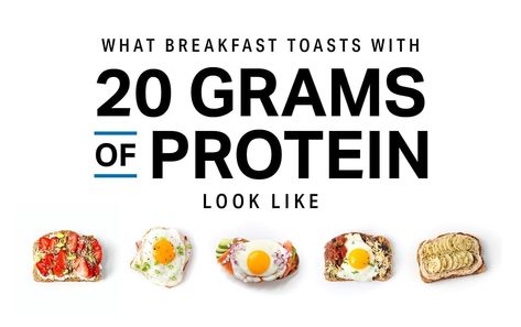 These toast options pack 20 grams of protein, with a variety of sweet or savory toppings. Breakfast Toasts, Sweet Toast, Healthy Breakfast Burrito, Protein Meal Plan, Protein Rich Breakfast, 30 Grams Of Protein, Healthy Protein Snacks, Balanced Breakfast, Toast Toppings