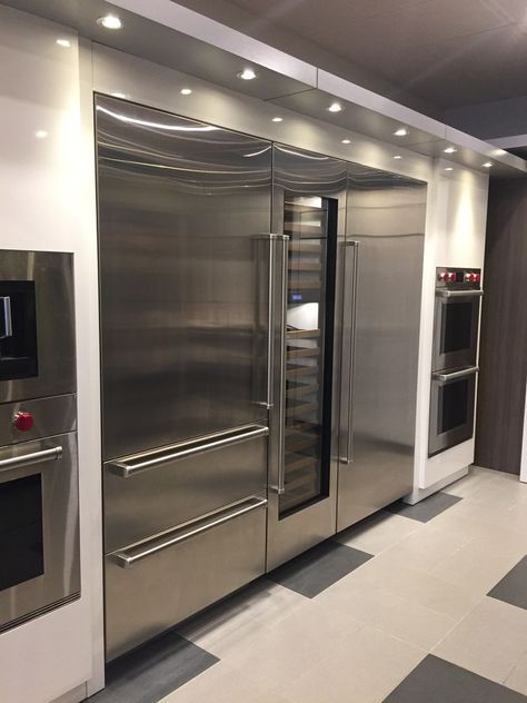 Lux Refrigerator, Rich Kitchen Luxury, Huge Kitchen Luxury, Layouts House, Unique Kitchen Cabinets, Huge Refrigerator, Huge Fridge, Kitchen Cabinets Designs, Luxury Fridge