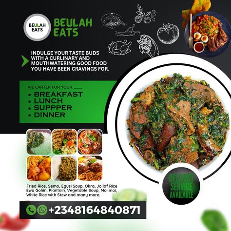 Food Sells flyer design ideas Food Selling Poster Design, Memoji Boy, Food Room, Flyer Design Ideas, Bedroom Plan, Flyers Design, Food Template, Jollof Rice, Restaurant Flyer