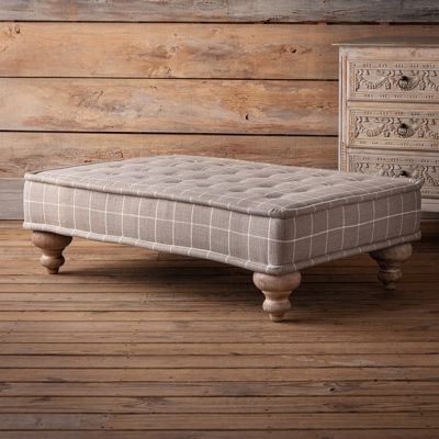 THE NATURE NOOK | Shop Sales Events Antique Farmhouse Ottomans In Living Room, Fabric Ottoman Coffee Table, Plaid Ottoman, Farmhouse Ottoman, Settee Dining, Sleeping Porch, Large Ottoman, Snowed In, Windowpane Plaid