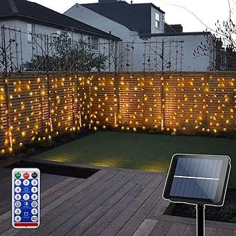 Solar Curtain Lights Outdoor, 33ftx 3ft 500 LED Fairy String Lights 8 Modes Remote Control Waterproof Waterfall Lights for Gazebo Patio Party Home Festival Wedding Christmas Decorations (Warm White) Gazebo Decor, Gazebo Decorations, Fairy Lights Garden, Waterfall Lights, Solar Fence Lights, Glass Fence, Led Fairy String Lights, Ambiance Lighting, Patio Fence