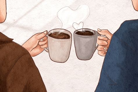 Romantic couple on a coffee date hand drawn illustration | premium image by rawpixel.com / Adjima Couple Coffee Date Illustration, Coffee Date Illustration, Coffee Date Drawing, Date Drawing, Postcard Painting, Couple Date, Couples Poster, Image Couple, Coffee Drawing