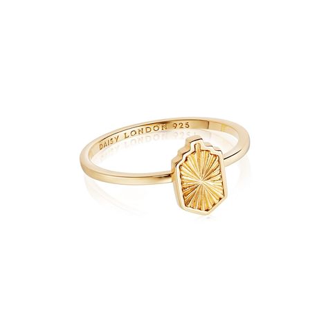 Estée Lalonde Mini Sunburst Shield Ring 18ct Gold Plate - - Daisy London Jewellery Euphoria Nate, Peg Hanger, Marie Antoinette Style, Daisy London, Beautiful Meaning, Fall Rings, Shield Ring, Printed Jewelry, Gold Plated Bracelets