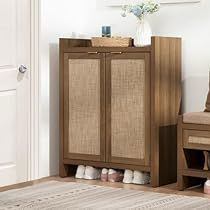 Shoe Cabinet With Doors, Rattan Shoe Cabinet, Rattan Cabinet, Shoes Cabinet, Hallway Closet, Organizer Cabinet, Wooden Shoe Racks, Sideboards Living Room, Cabinet With Doors