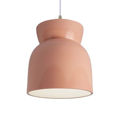 Form + function. This pendant’s ceramic shade is hand-cast and hand-finished by experienced artisans in the USA, from the initial slip pouring to the final glaze. With a sleek hourglass silhouette and many textures + hues to choose from, it’s easy to find a fixture that lights up your space. Shade Color: Gloss Blush, Bulb Type: Incandescent, Finish: Antique Brass AllModern Amardeep Single Hourglass Pendant in Yellow | Size 8.0 H x 7.5 W x 7.5 D in Hourglass Pendant, Hammered Iron, Justice Design, Celadon Green, Mini Pendants, Geometric Pendant, Orren Ellis, Light Pendant, Yellow And Brown