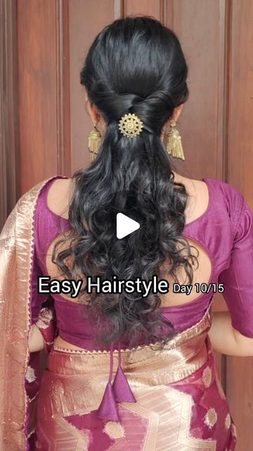 Enthralling_Care on Instagram: "Day 10/15 of Wedding Guests Hairstyles with @enthralling_care . . The wedding season is about to start in India. So,this is going to be your ultimate destination for hairstyles. Stay tuned and enjoy the reels😊 . . . #hairstyles #hairstyletutorial #hairupdostyle #hairupdo #weddinguesthairstyle #weddinguestshairtutorial #ınstgram #reelforrheweddingseason #weddingseason #weddingseason2023❤️ #ᴡᴇᴅᴅɪɴɢsᴇᴀsᴏɴ2023" Women Simple Hairstyle, Open Hair Saree Look, Indian Hairstyles For Saree Step By Step, Hairstyle Indian Wedding Guest, Simple Haïr Style For Wedding Guest, Non Bridal Hairstyles Indian, Simple Haïr Style For Saree, Hairstyles Simple For Wedding, Simple Hair Styles For Sarees Indian