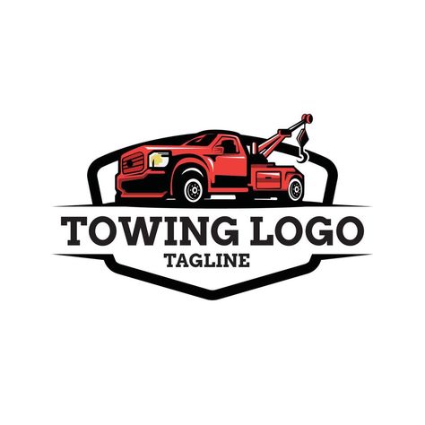 Truck towing logo template. Suitable logo for business related to automotive service business industry Tow Truck Logo, Towing Logo, Trucking Logo, Logo For Business, Car Logo Design, Service Business, Black Background Wallpaper, Car Logo, Services Business