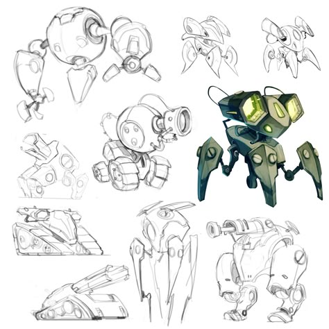 Project Robot - initial Concepts on Behance Robot Design Sketch, Robot Sketch, Cyborgs Art, Arte Robot, Industrial Design Sketch, Robot Concept, Robots Concept, Robot Design, Robot Art