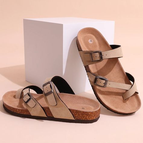 Bebealy Retro Women Clogs Sandals Cork Foot bed Mules Outdoor Cork Beach Sandals With Adjustable Buckles Unisex Home Sandals. US $14.50 🛒❤💯 Buy:https://s.click.aliexpress.com/e/_DDIXYDp #womensfashion #women #style #summertime #shoes #casual #sandals #Slippers #Female Double Buckle Sandals, Home Sandals, Slippers With Arch Support, Leather School Backpack, Cork Footbed Sandals, Normal Body, Cork Sandals, Clog Slippers, Suede Mules