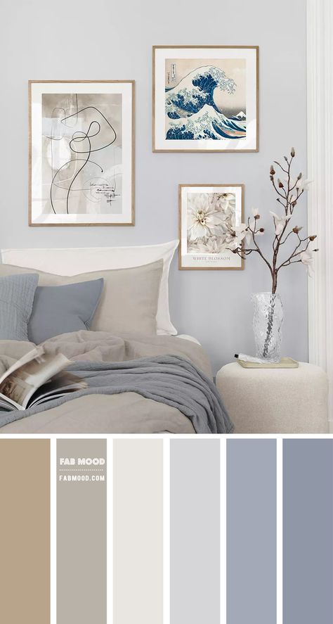 Blue Bedroom Colors, Light Blue Bedroom, Boho Bedroom Furniture, Best Bedroom Colors, Bedroom Colour, Bedroom Color Combination, Bedroom Colour Palette, Calming Bedroom, Gray Walls