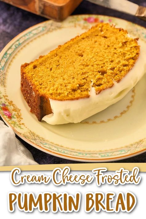 Pumpkin Bread With Cream Cheese, Perfect Old Fashioned, Smell Like Fall, Bread With Cream Cheese, Moist Pumpkin Bread, Batter Mix, Pumpkin Bread Recipe, Fall Spices, With Cream Cheese Frosting