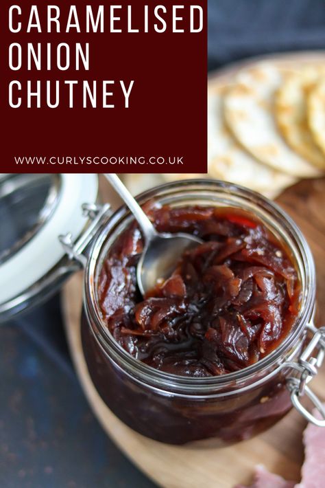 Sticky, sweet and delicious. This Caramelised Onion Chutney is the perfect addition to any cheese board or sandwich. Onion Chutney Recipe, Caramelised Onion Chutney, Red Onion Chutney, Preserved Food, Funky Food, Caramelized Onions Recipe, Onion Chutney, Pickle Recipes, Special Meals