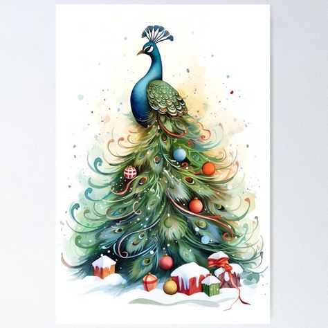 Addition Art, Christmas Peacock, Peacock Christmas, Peacock Painting, Christmas Parade, Themed Decor, Pet Birds, Art Boards, Sale Poster