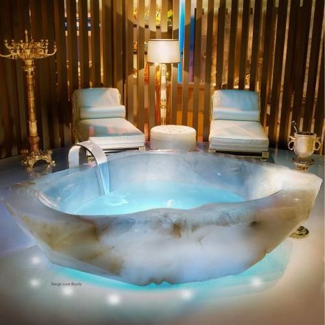 A giant organic bathtub carved from a single Amazonian rock crystal. #Bathtubs Luxurious Bathtubs, Dream Bath, Jacuzzi Tub, Bathroom Design Luxury, Dream Bathrooms, Bath Tub, House Goals, Dream Rooms, Beautiful Bathrooms