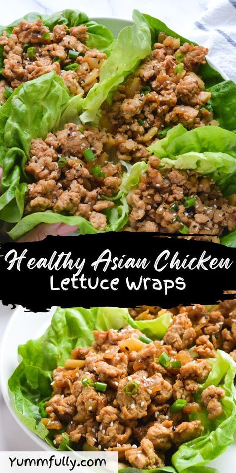 Dig in the irresistible flavors of our Healthy Asian Chicken Lettuce Wraps, a delightful blend of tender chicken, vibrant vegetables, and savory Asian-inspired sauces. For more amazing and comforting recipes that will blow your mind, click here and embark on a culinary adventure like never before! Healthy Asian Chicken, Lettuce Wraps Healthy, Asian Chicken Lettuce Wraps, Asian Lettuce Wraps, Chicken Lettuce Wraps Recipe, Healthy Asian, Lettuce Wrap Recipes, Chicken Lettuce Wraps, Savory Chicken