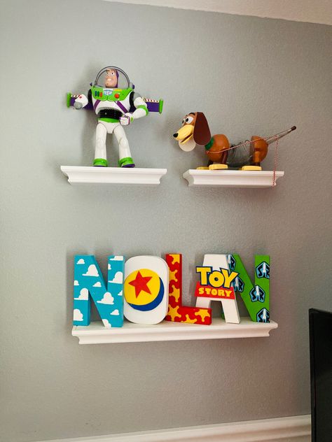 Buzz Light Year Bedroom Ideas, Disney Pixar Nursery, Modern Toy Story Room, Baby Boy Nursery Toy Story, Toy Story Themed Bedroom, Buzz Lightyear Bedroom, Toy Story Playroom Ideas, Disney Baby Room Ideas, Toy Story Kids Room