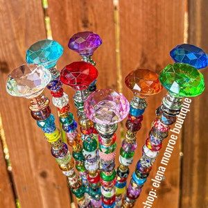 Stick Garden, Garden Stick, Fairy Garden Plants, Plant Jewelry, Glass Garden Art, Fairy Wands, Get Well Gifts, Glass Garden, Colorful Gifts