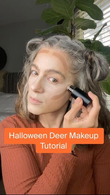 Deer Costume Makeup Tutorial, Deer Costume Makeup Kids, How To Do Deer Makeup For Halloween, Deer Face Paint Tutorial, Deer Fairy Makeup, Easy Deer Makeup Tutorials, Deer Makeup Tutorial Step By Step, Women’s Deer Makeup, Deer Face Makeup Tutorial