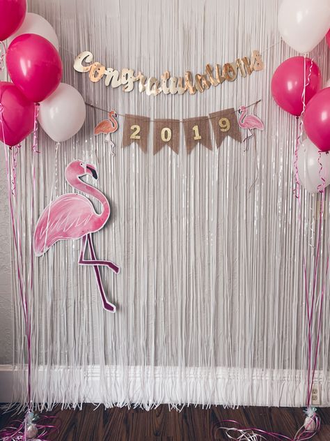 Congratulations pink white and good flamingo banner and wall backdrop Congratulations Backdrop, Formal Backdrop, Sorority Banner, Graduation College, Graduation Party Planning, College Sorority, Pink Backdrop, Barbie Party, Wall Backdrops