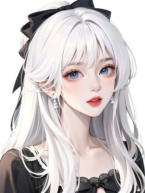 White Hair Blue Eyes Anime Female, Anime Woman With White Hair, White Hair Anime Female, Womans Outfits, Anime Profile Picture, Roblox Anime, Girl Pp, Hair Fan, Woman With Blue Eyes