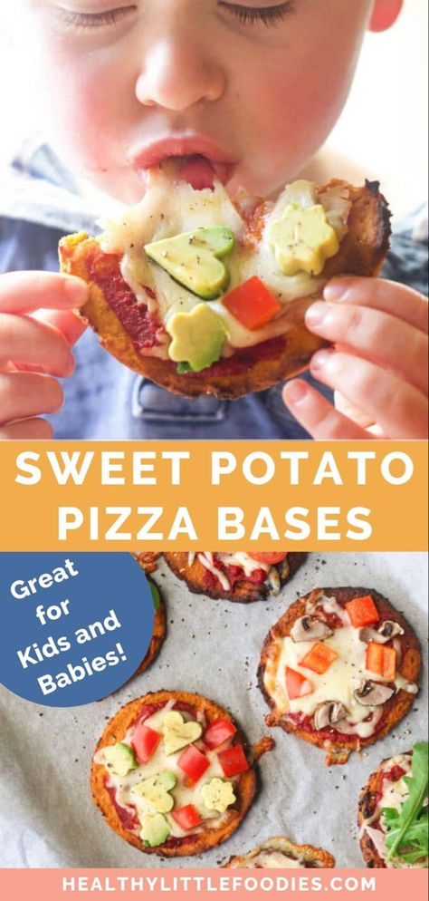 Sweet Potato Pizza Crust, Sweet Potato Pizza, Sweet Pizza, Potato Pizza, Toddler Dinner, Pizza Base, Baby Led Weaning Recipes, Healthy Baby Food, Weaning Recipes