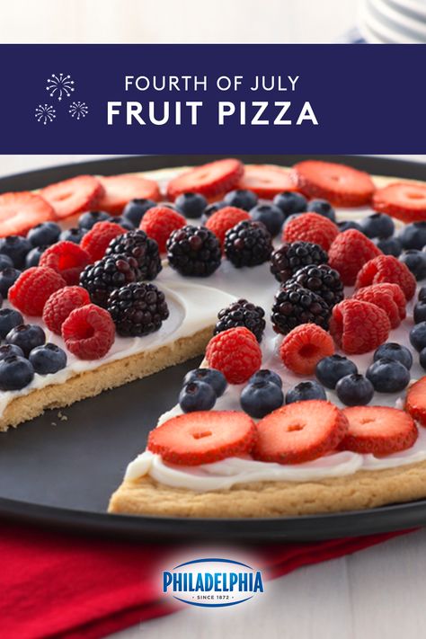 Fourth Of July Fruit, Cake Sugar Cookies, Fruit Pizza Sugar Cookie, Fruit Pizza Recipe, Chips Ahoy, 4th Of July Desserts, Fourth Of July Food, Dessert Pizza, Fruit Pizza