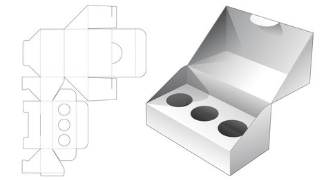 1 piece packaging with 3 circle insert supporter Box Packaging Templates, Packaging Dielines, Packaging Die Cut, Egg Packaging, Packaging Template Design, Paper Box Template, Packaging Display, Packaging Template, 3d Vector