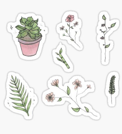 Pegatina Hoja de etiqueta de plantas y flores Homemade Stickers, Arte 8 Bits, Stickers Kawaii, Tumblr Stickers, Music Stickers, Scrapbook Stickers Printable, Hydroflask Stickers, Bullet Journal Stickers, Unique Sticker