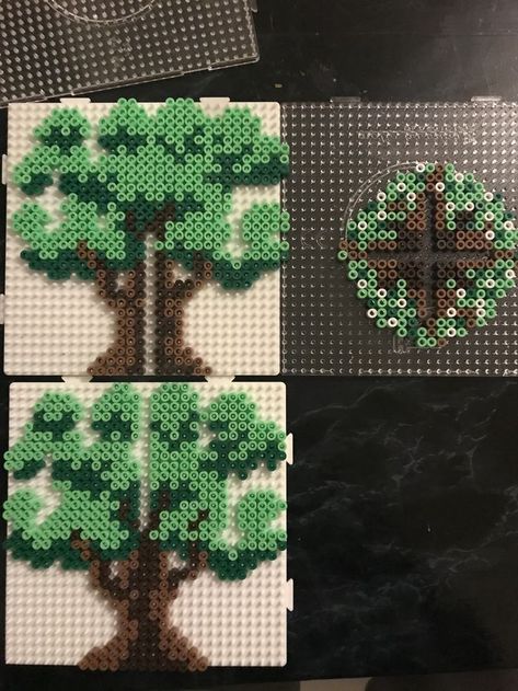 Perler Beads Useful Ideas, Perler Bead Tree Pattern, Cool Perler Bead Ideas 3d, Hama Bead Crafts, Perler Bead Plant Pattern, Perler Bead Patterns Plants, 3d Perler Bead Template, Perler Bead Art 3d, Pearler Bead Design 3d