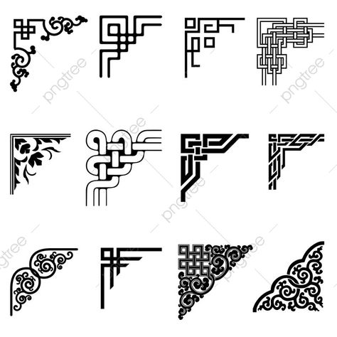 Tibetan Border Design, Corner Border, Border Decoration, Corner Borders, Border Clipart, Transparent Clipart, Chinese Pattern, Motif Art Deco, Page Borders Design