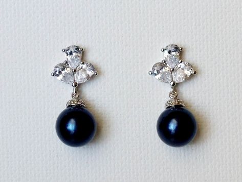 Navy Blue Jewelry, Blue Earrings Wedding, Blue Pearl Earrings, Pearl Wedding Jewelry, Pearl Wedding Earrings, Blue Wedding Jewelry, Blue Crystal Earrings, Pearl Earrings Wedding, Pearl Jewelry Wedding