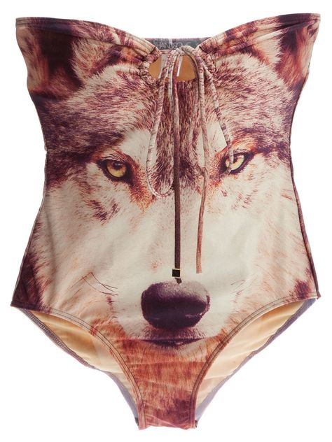 Incredibly different... love it! Fox Swimsuits, Wolf Shirt, She Wolf, Pt Cruiser, Beach Babe, Bathing Suit, Pretty Things, Make Me Smile, Bathing Suits