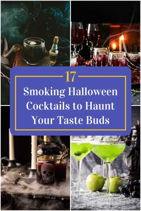 Collage of 4 smoking halloween cocktails. Halloween Cocktails With Dry Ice, Dry Ice Drinks, Smoked Cocktails, Halloween Cocktail, Dry Ice, Halloween Cocktails, Delicious Drinks, Halloween Drinks, Mixed Drinks