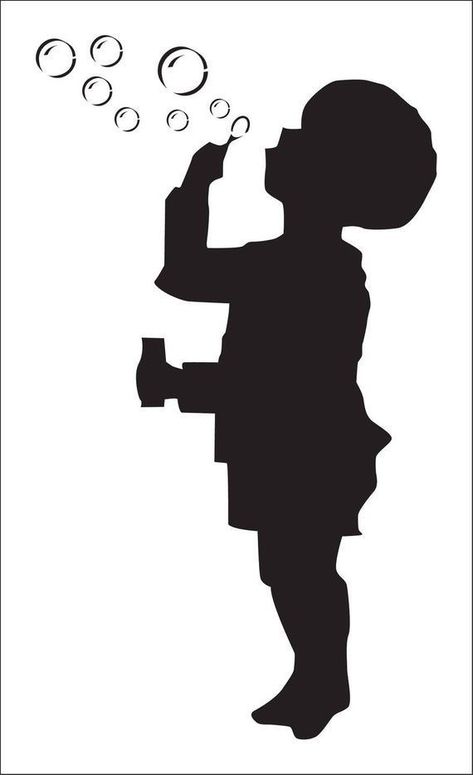 School Advertising, Boy Silhouette, Kids Silhouette, Silhouette People, Silhouette Template, Silhouette Painting, Simple Canvas Paintings, Silhouette Stencil, Blowing Bubbles