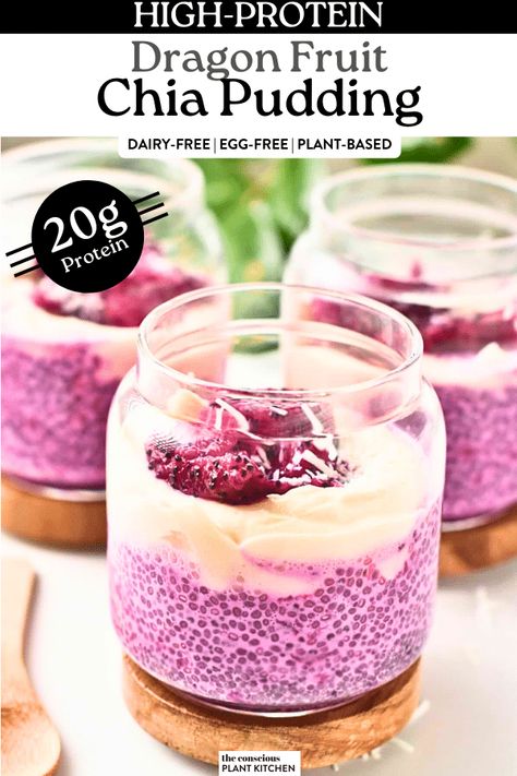 Dragon Fruit Chia Pudding Dragonfruit Chia Pudding, Pear Chia Pudding, Frozen Dragon Fruit Recipes, Acai Chia Pudding, Dragon Fruit Chia Pudding, Dragon Fruit Overnight Oats, Dragon Fruit Cake, Dragon Fruit Recipe, Fruit Chia Pudding