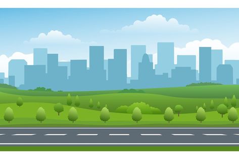 Empty road valley. Summer asphalt highway in countryside of town on horizon cartoon vector background, big road before urban buildings Cartoon Road Background, Cartoon Background Design, Cartoon Road, Draw Background, Road Illustration, Road Drawing, Urban Buildings, Urban Background, Lotus Flower Wallpaper