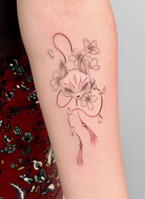 Japan Theme Tattoo, Cherry Blossom Small Tattoo, Coloured Tattoos For Women, Japanese Theme Tattoo, Japanese Tattoo Ideas, 88 Tattoo, Small Japanese Tattoo, Cherry Blossom Tattoos, Miniature Tattoos