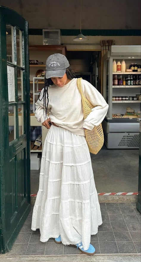 [CommissionsEarned] 20 Trendiest Long Winter Dress Outfit Casual Ideas To Save Today #longwinterdressoutfitcasual Flowy Skirt Outfit, White Maxi Skirt Outfit, White Skirt Outfits, Maxi Skirt Outfit, Skirt Outfit Summer, White Maxi Skirt, White Long Skirt, Long Skirt Outfits, Winter Skirt Outfit