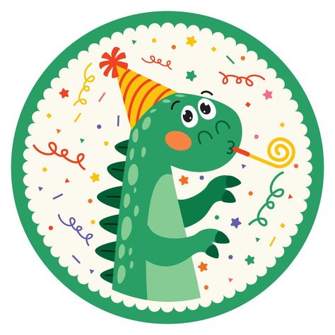 Birthday Card With Dinosaur Character Dinosaur Classroom, African Women Painting, Funny Children, Dinosaur Illustration, Dino Birthday, Spring Landscape, Edible Images, Birthday Stickers, Dinosaur Birthday