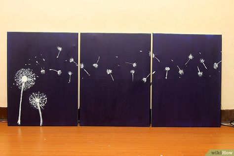 Multiple Canvas Art, Three Canvas Painting, Dandelion Wall Art, Canvas Painting Ideas, Panel Light, How To Design, Painting Ideas, Light Up, Dandelion