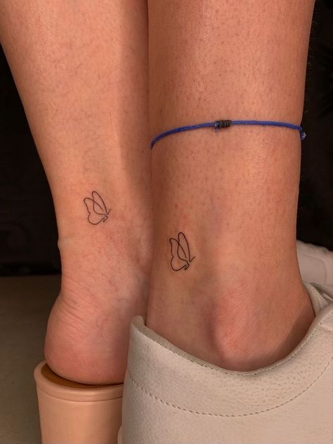 Minimalist Tattoos Best Friends, Cute Small Tattoos Butterfly, Dainty Tattoos For Friends, Hidden Mini Tattoos, Minimalist Tattoo For Daughter, Sisters Tattoo Minimalist, Mini Tats Sisters, Small Butterfly Tattoo Placement Ideas, Tattoos That Represent Friendship