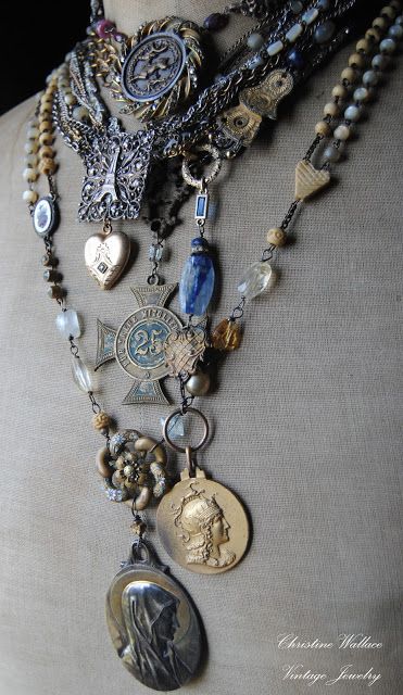 Christine Wallace... "Honoring Life Through Jewelry" Altered Art Jewelry, Vintage Assemblage Jewelry, Found Object Jewelry, Vintage Jewelry Ideas, Junk Jewelry, Mixed Media Jewelry, Repurposed Jewelry, Assemblage Jewelry, Recycled Jewelry